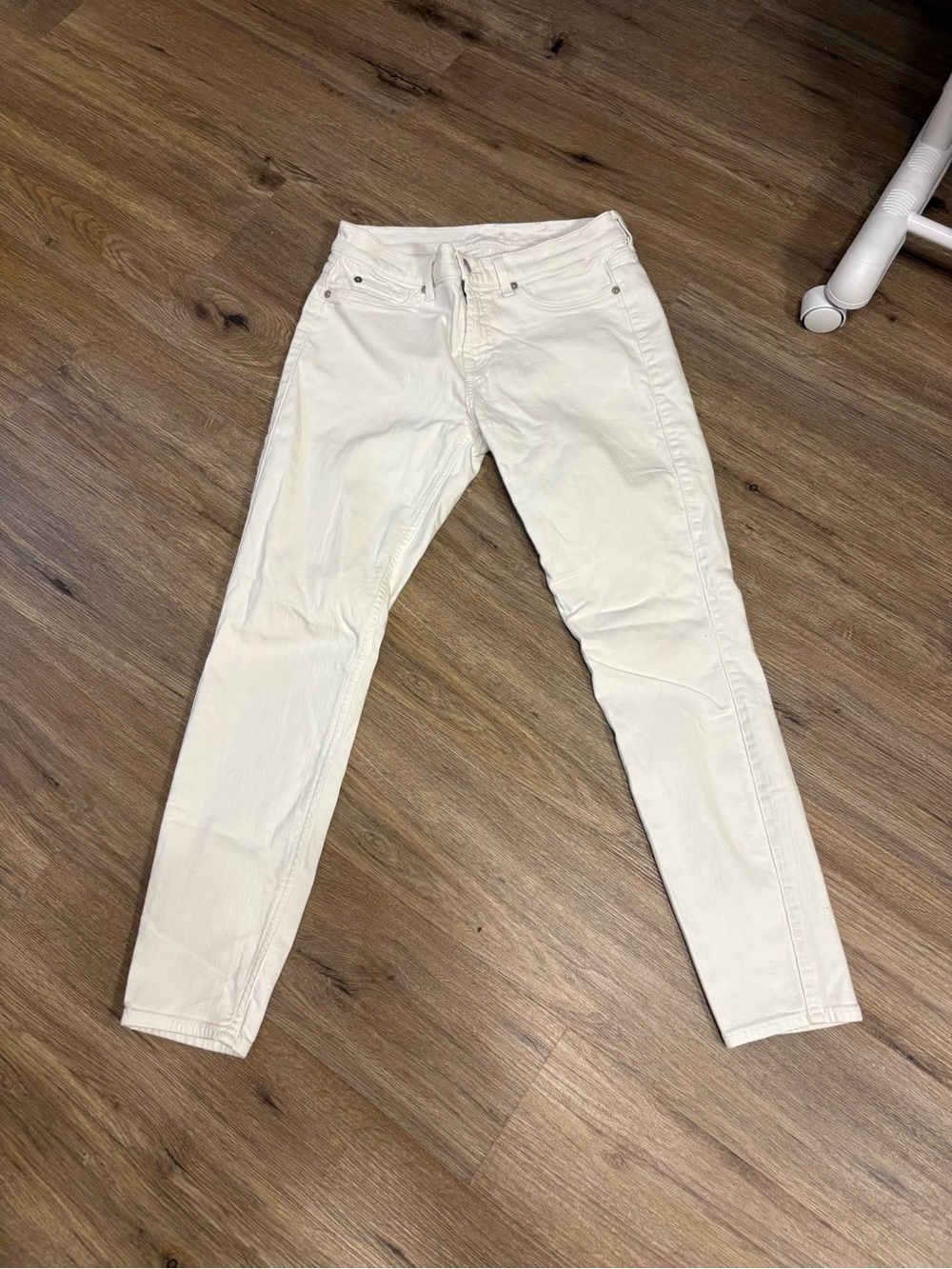 7 For All Mankind Women's White Skinny Jeans